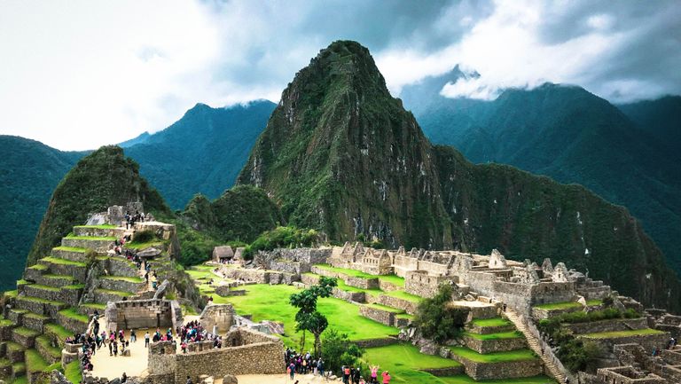 Breathtaking view of the ancient Incan city Machu Picchu in the Peruvian Andes.